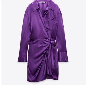 ZARA Purple Satin Wrap Dress